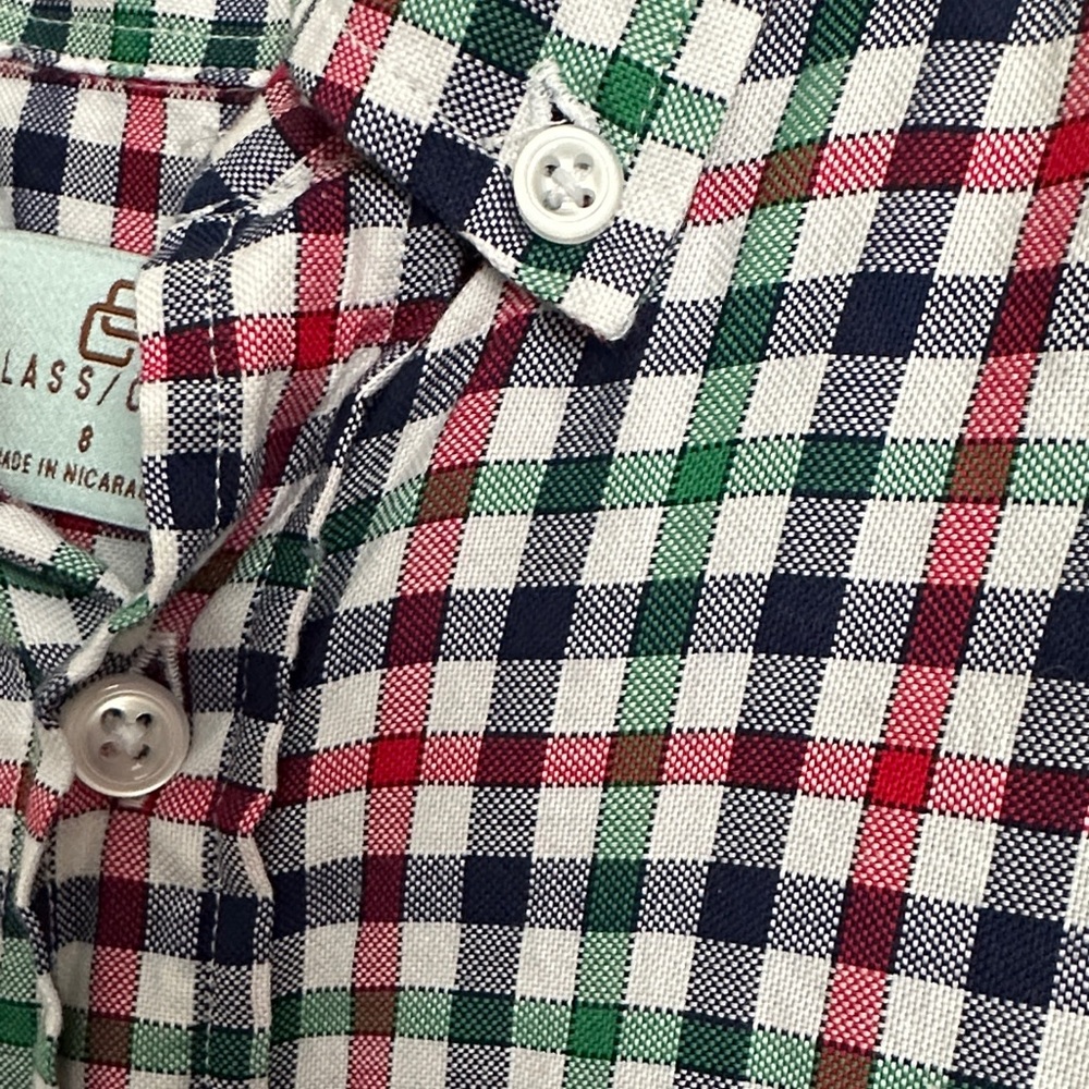 Class Club Multicolor Green, Red, Navy Plaid Button-Down Holiday Shirt - Picture 4 of 10